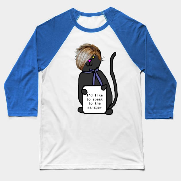 Cat with Karen Hair Wants to Speak to the Manager Baseball T-Shirt by ellenhenryart